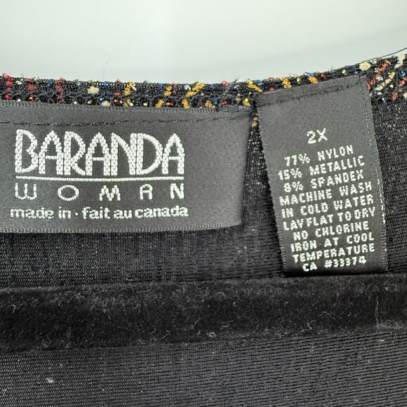 Baranda Woman Attached Top Cardigan size 2X Black Multicolor Art to Wear Boho - Picture 7 of 9